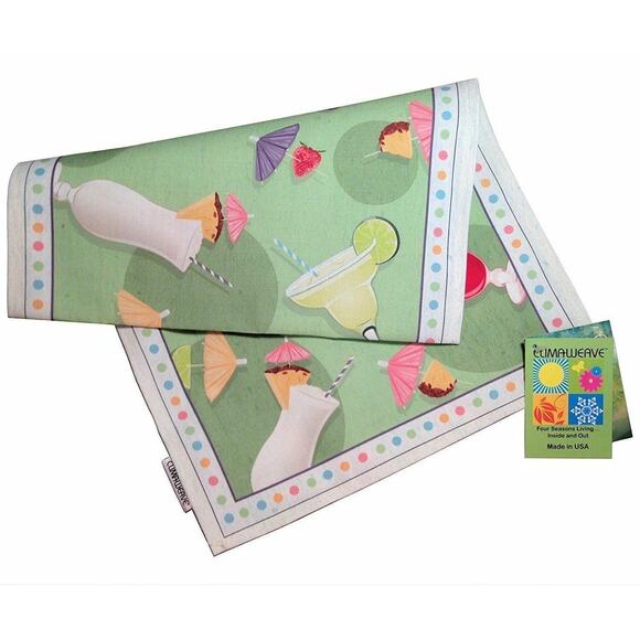 Indoor Outdoor Summer Fun Table Runner Margaritaville Cloth Topper Green 36" NEW - Picture 2 of 2